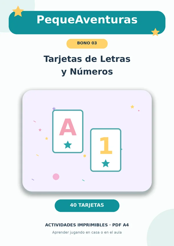 Portada de tarjetas de letras y números